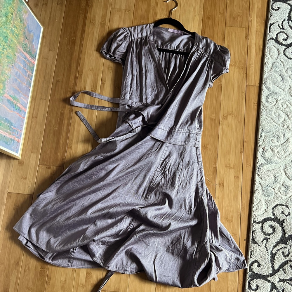Silk Lavender Lilac Midi Wrap Dress
